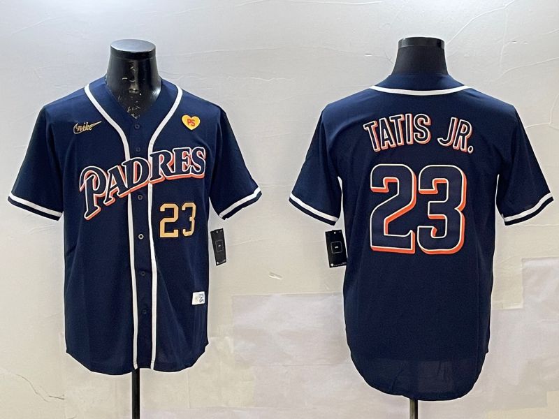 Men San Diego Padres 23 Tatis jr Blue Throwback Game 2025 Nike MLB Jersey style 9